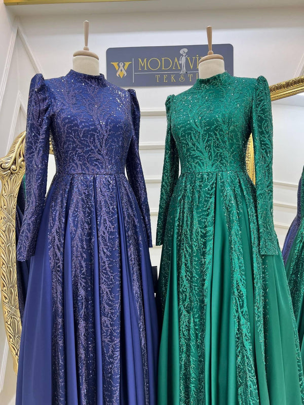 DİANA Evening Dress - Eye-Catching Design with Embroidery Pieces