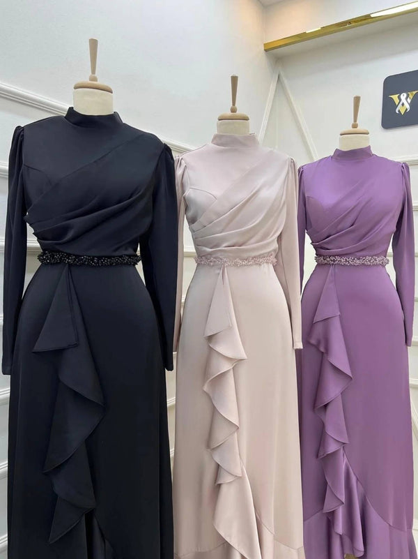 CREPE FLOORN EVENING DRESS